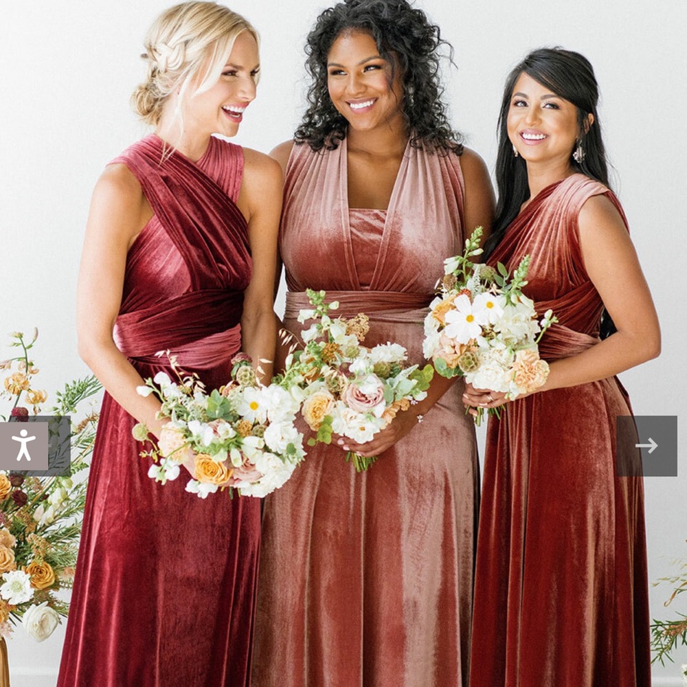 Revelry Blush Pink Micah Convertible Velvet Bridesmaid Maxi Dress Size Large